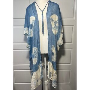 Umgee USA Blue‎ Tie Dye Kimono Cover Up Lightweight Gauze MED/LG L